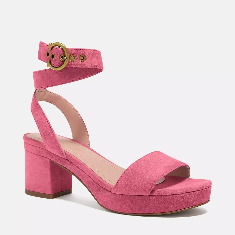 Coach Serena Platform Sandals 6 Pink Suede - Picture 2 of 12